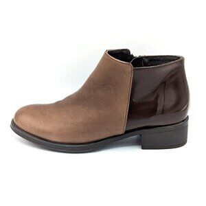 Helene Rouge Anthropologie Ankle Boot US 8 (39) Colorblock Brown Patent Leather